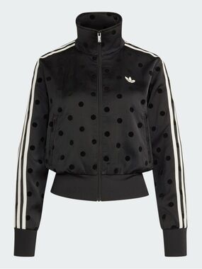 adidas Black Polka Dot Track Jacket with White Stripes